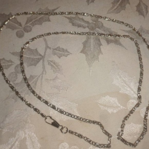 Women Vintage Silver Toned Paper Clip Open Link Chain Necklace - Picture 2 of 3